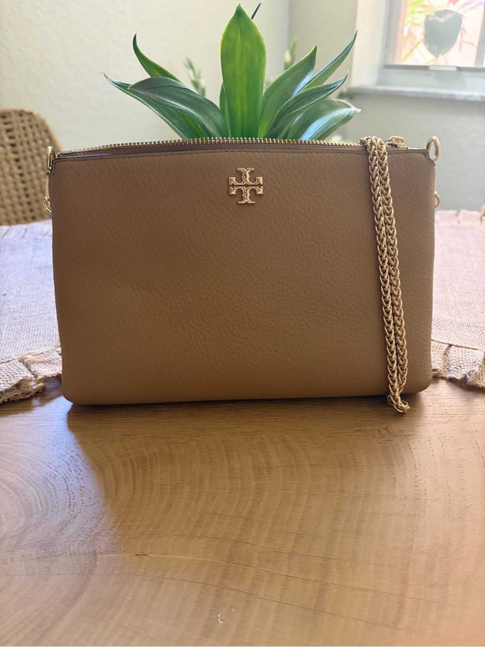 Tory Burch Kira Small Pebbled Leather Top-Zip Crossbody